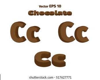 3D Chocolate letter C, three options
