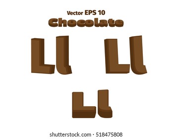 3D Chocolate letter L, three options