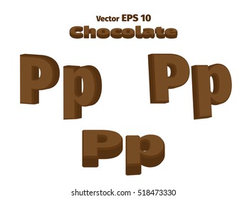 3D Chocolate letter P, three options