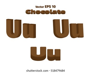3D Chocolate letter U, three options
