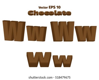 3D Chocolate letter W, three options