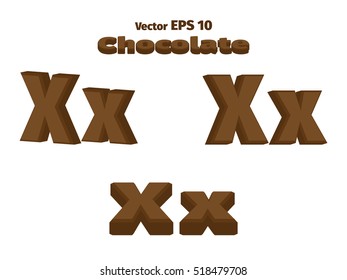 3D Chocolate letter X, three options