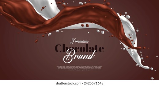 3D Chocolate and milk dripping 