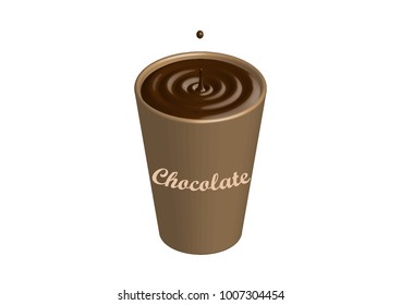 3d chocolate ripple effect in glass - vector illustration