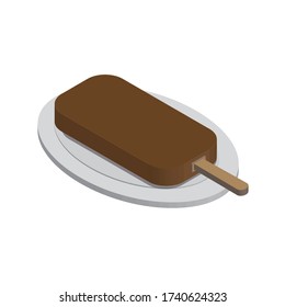 3D Chocolate-flavored ice cream placed on a plate.