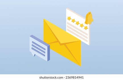 3D choosing positive five star feedback to show customer satisfaction. Customer review concept.3D design.isometric vector design Illustration.