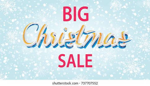 3D Christmas Abstract Artistic Lettering Background, Vector