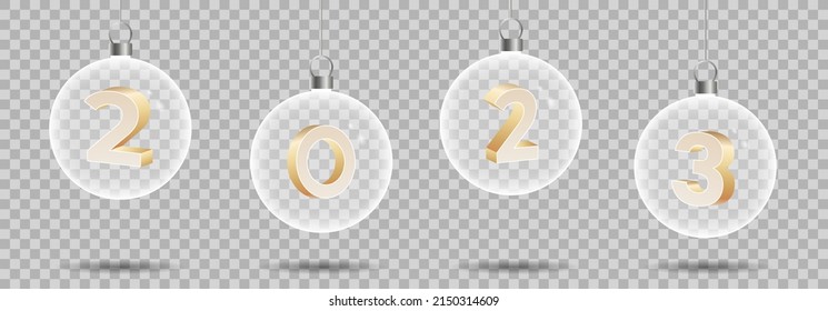 3d Christmas ball with 2023 text.