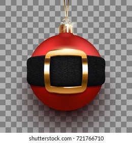 3d christmas ball with Santa's belt. Eps10 vector xmas poster.