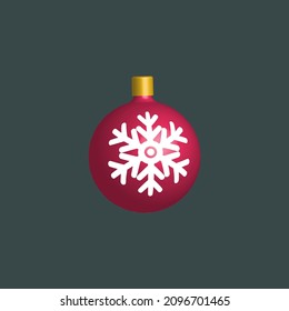 3d Christmas ball, Christmas tree decoration ball vector illustration, christmas tree ball flat icon