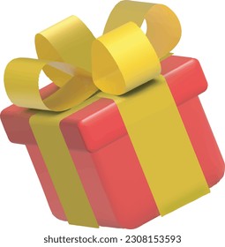 3D Christmas gift box, out of sculpture style