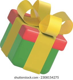 3D Christmas gift box, out of sculpture style