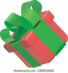 3D Christmas gift box, out of sculpture style