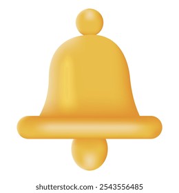 3D Christmas golden bell on white background