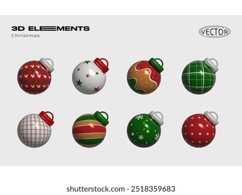 3D Christmas light vector set.