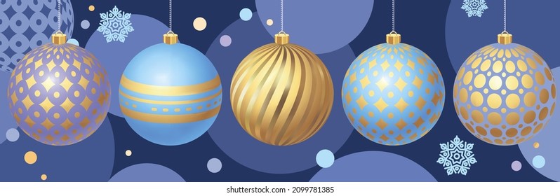 3d Christmas New Year background. Set of realistic 3d colored gold trending ornaments for christmas design isolated on color trendy background. Christmas 3d balls Vector golden balls for holiday real