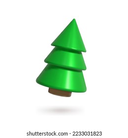 3d Christmas sparkling bright tree. Merry Christmas and Happy New Year.Holiday elements. 3d rendering. Vector illustration