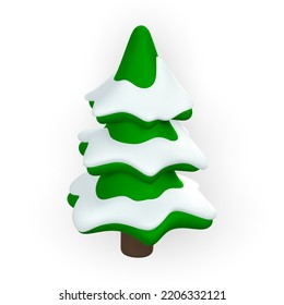 3d Christmas tree in cartoon style. Xmas or New Year's decorative element. Vector illustration.