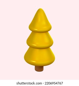 3d Christmas tree in cartoon style. Xmas or New Year's decorative element. Vector illustration.