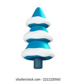 3d Christmas tree in cartoon style. Xmas or New Year's decorative element. Vector illustration.