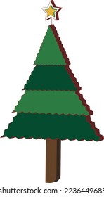 3d christmas tree. Green realistic 3d merry christmas tree on realistic and engaging star with white background.