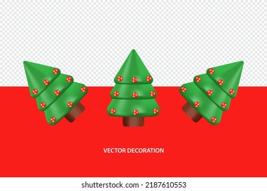 3D Christmas tree on the transparent background