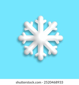 3d Christmas white snowflake with shadow. Vector illustration. Design element for and New Year holiday decorations, winter holiday element.