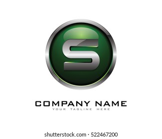 3D Chrome Circle Letter S Logo Design Template