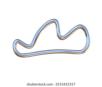 3d chrome holographic abstract figure. Silver metal curve element isolated. Y2k fluid wave, squiggle, flow swirl, 3d path, doodles. Dynamic line shape. Vector trend 3d illustration
