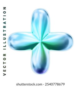 3D chrome holographic shape. Element for posters, banners, flyers in Y2K style.