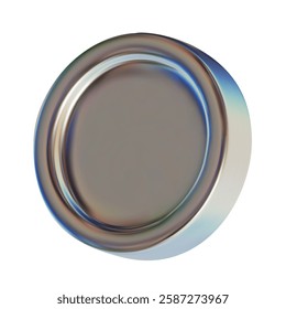 3d chrome iridescent coin. Abstract icon vector illustration