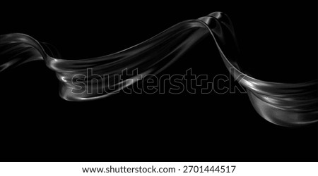 3d chrome liquid abstract ribbon shape on black background. Futuristic gradient element, chrome metal ribbon, hologram wave. Spiral tech bg. Vector illustration