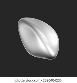 3d chrome liquid shape, metallic fluid bubble isolated on black background. Render of 3d abstract, futuristic metal blob with gradient chrome reflection effect. 3d vector geometric illustration