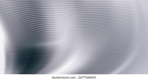 Textura ondulada líquida de cromo 3D, fondo de tela de seda plateada o lámina metálica lisa. Render de tela de lujo o cortina con pliegues ondulados,