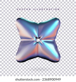 3d chrome metal shape.Element for design in Y2K style
