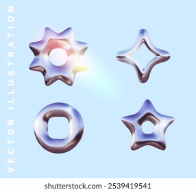 3D Chrom Metall Form.Element für Design im Y2K-Stil