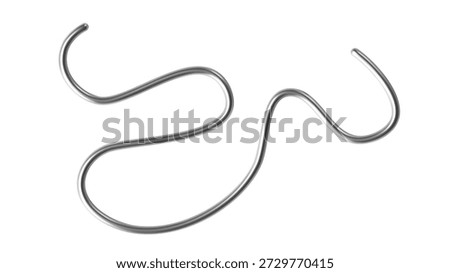 3d chrome metal squiggle. Abstract shape element with effect silver gradient. Liquid 3d line, steel curve figure, glossy tube wave. Tech futuristic ribbon. Vector illustration