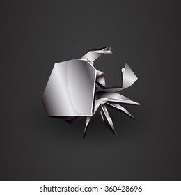 3d chrome origami crab