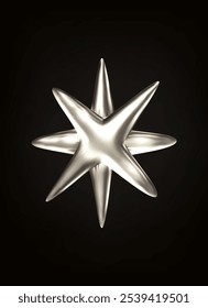 3D chrome shape. Element for posters, banners, flyers in Y2K style.