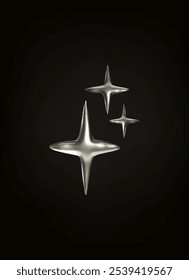 3D chrome shape. Element for posters, banners, flyers in Y2K style.