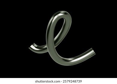 3d chrome spiral. Abstract line shape. Render silver element fluid. Silver metal wave twisted figure isolated. Vector realistic illustration for futuristic design