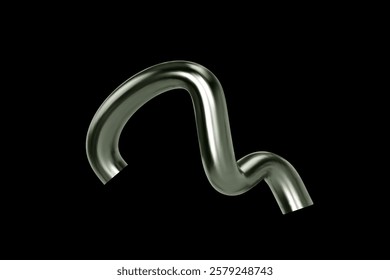 3d chrome spiral. Abstract line shape. Render silver element fluid. Silver metal wave twisted figure isolated. Vector realistic illustration for futuristic design