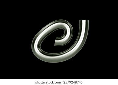 3d chrome spiral. Abstract line shape. Render silver element fluid. Silver metal wave twisted figure isolated. Vector realistic illustration for futuristic design