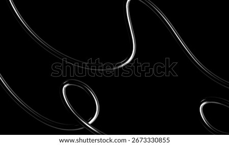 3d chrome spiral template. Silver metal curve element on black background. Y2k fluid wave, flow swirl, 3d line path. Dynamic steel shapes. Vector trend 3d illustration