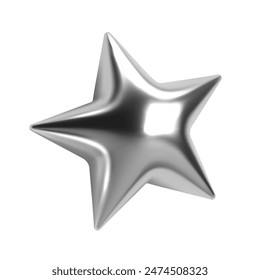 3d chrome star with a sleek, shiny silver surface. Isolated abstract element in y2k style, ideal for futuristic, cosmic, celestial, and sci-fi designs, adding a modern and glossy touch