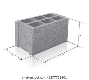 3 d bloque de centelleo aislado sobre un fondo blanco alrededor del cual se dibujan líneas de construcción a lápiz