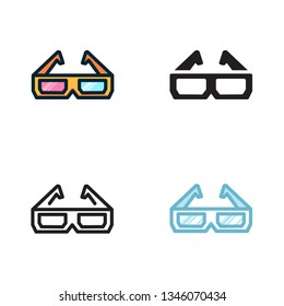 3d cinema glass icon sets