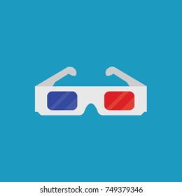 3D cinema glasses flat icon. Vector Illustration.