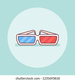 3D cinema glasses flat line icon. Vector illustration.