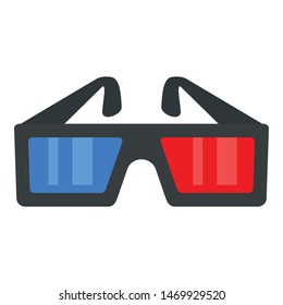3d cinema glasses icon. Flat illustration of 3d cinema glasses vector icon for web design